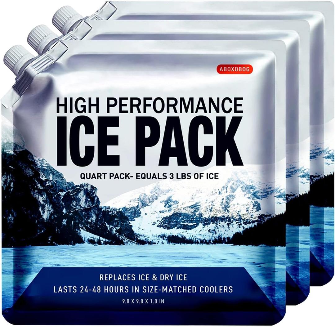 Reusable Ice Packs for Coolers Long Lasting Gel Freezer Packs for Cooler Bag Backpacks, Lunch Box, Cooler Bag, Keeps Food Cold Fresh (Set of 3) (9.8"x9.8")