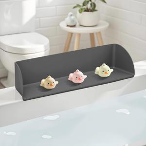 Bathtub Splash Guard Silicone Tub Water Splash Guard (Grey) (Gray)