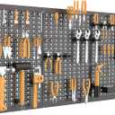 WALMANN Metal Pegboard Wall Tool Organizer Board with Pegboard Hooks, 24x48 in Tools Organizer Pegboard for Garage, Workbench, Peg Boards, Tool Storage Board with Hooks(Black)