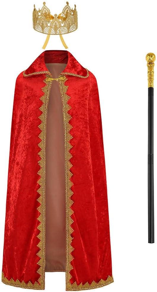 Kids King Costume Set - Crown, Robe, Scepter - Halloween 3-Piece (Red(crown Included))