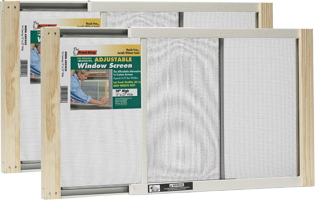 Frost King 2AWS1025 WB Marvin Adjustable Window Screen, 10in High x Fits 15-25in Wide (2 Pack)