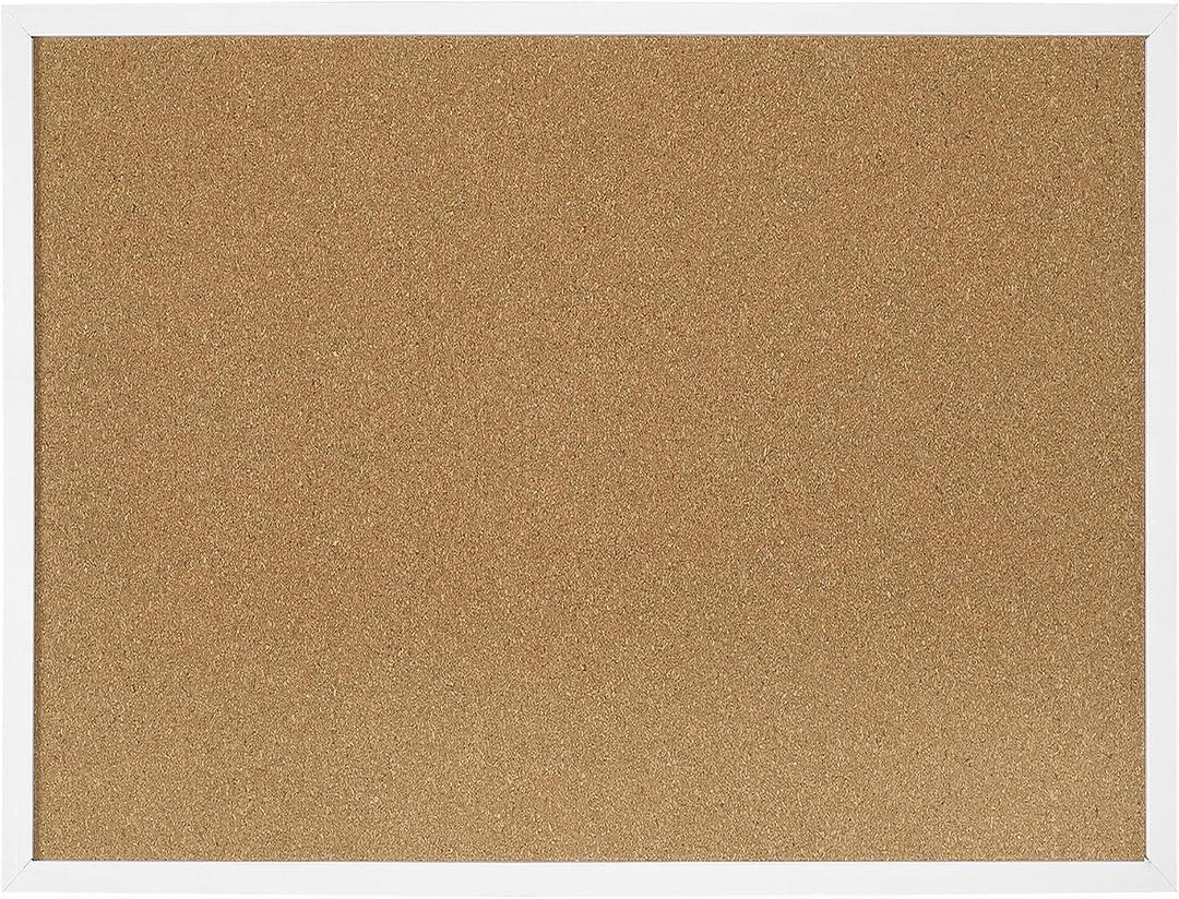 FEBSNOW Cork Board Bulletin Board 23 x 15.7 Inches with Rectangle White Frame Hanging Pin for Walls Office Message Board or Vision Board Decoration
