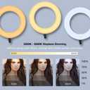 Ring Light - 18 inch 60 W Dimmable LED Ring Light Kit with Stand - Adjustable 3000-6000 K Color Temperature Lighting for Vlog, Makeup, YouTube, Camera, Photo, Video - Control with Remote