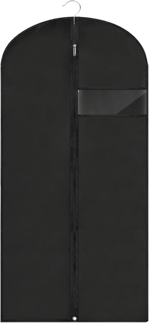 Garment Bags for Hanging Clothes, 45'' Suit Bag Cover for Storage and Travel, Dress Bags for Gowns Long (Black) (45''- 1 Pack)
