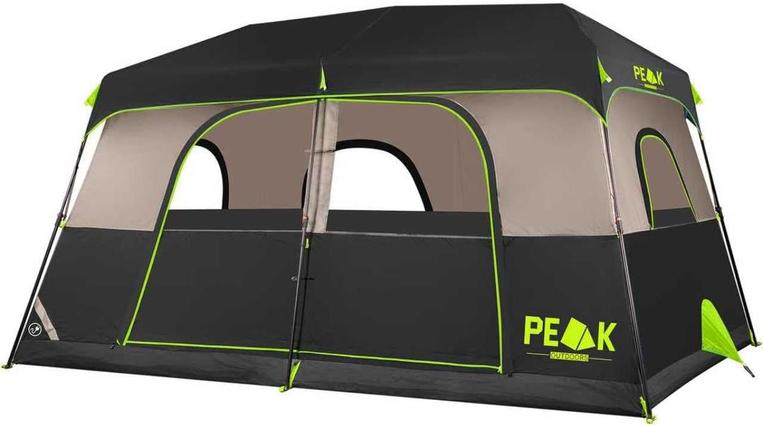 PEAK OUTDOORS Instant Tent 8 Person Tents for Camping, 60 Second Easy Setup Portable Camping Cabin Tent with Rainfly, Waterproof Pop Up Tents for Family Camping & Hiking with Expandable Carry Bag
