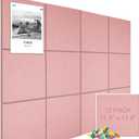 Large Cork Board Alternative 48" X 36" Bulletin Board - 12 Pack Removable Felt Wall Tiles with 30 pushpins, Large Cork Boards for Walls Cork Board for Office Pin Board Tack Board - Pink