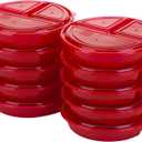 GoodCook Meal Prep Containers Set Microwave & Dishwasher-Safe Round Food Organizers with Labeled Compartments BPA-Free Food Storage Set with Snap Shut Lids Portion Control, 10-Pieces, Red