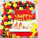 Red Black Yellow Balloon Garland Arch Kit - Birthday Party Decorations with Lightning Star Balloons for Kids Cartoon Themed Events