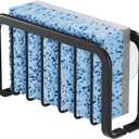 Sponge Holder for Kitchen Sink, Anti-Rust Sink Sponge Holder with Suction Cups, Aluminum Sink Caddy Kitchen Sink Organizer for Sponges, Scrubbers, Soap, Bathroom 5.9" x 2" x 3.3" Black