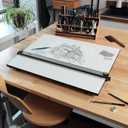 Acurit PXB 24 x 36 Drawing Board for Artists and Designers - Portable Workspace for Drawing, Sketching, Drafting, Painting - Fixed Angled Laminated Surface with Ruler and Parallel Motion Bar