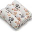 1 Pack 3 Puppy Dog Blankets Super Soft Warm Sleep Mat Fluffy Premium Fleece Pet Blanket Flannel Throw for Dog Puppy Cat - White Paw Print Large(40"x30")