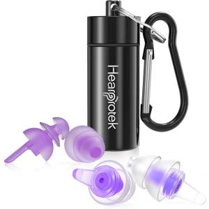 Hearprotek Sleeping Ear Plugs, 2 Pairs Ear Plugs (32db & 30db) Ultra Soft Noise Reduction and Hearing Protection earplugs for Side Sleepers, snoring, Travel, Working, Safety (Purple)