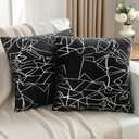 JELLYMONI Sparkling Decorative Pillow Covers Set of 2, 45x 45  Glitter Decorative Cushion Covers for Couch, Sofa, Bed - Luxuriously and Sparkling Metallic Design (Sliver Black)