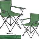 2 Pack Lightweight Camping Chairs, 300LBS Heavy-Duty Portable Folding Chairs with Carry Bag, Compact Design for Camping, Beach, Picnics, and Outdoor Event (Large, Upgraded-dark Green Chairs 2pcs)