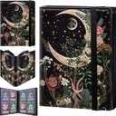 Moon Floral Card Binder 4 Pockets 160 Cards Slot Faux Leather