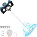 Geveelife Concrete Cement Electric Mixer Machine 2400W with 6 Adjustable Speed, Handheld Electric Cement Mixer for Drill for Mixing Mud, Cement, Mortar, Paint, Fodder, Blue