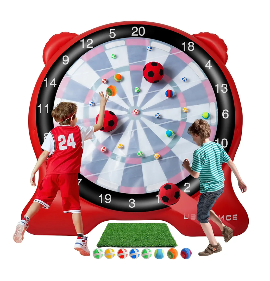 UBALANCE Giant Inflatable Dart Board, Outdoor Dartboard Yard Games for Adults, Family Sports, Sticky Kick Balls, Soccer, Tennis, Soft Darts, Golf, Party Fun Carnival Games