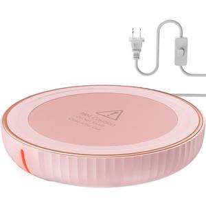 HouseGem Large Candle Warmer Plate - Coffee Cup Mug Warmer for Desk, Candle Melter, Electric Mug Heater for Beverages, Milk & Tea, Coffee Accessories Ideal Gifts Keep Cup Warm (Pink)