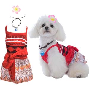 Dog Ocean Princess Dress with Hair Bow and Necklace,Pet Halloween Hawaiian Costumes Outfit for Small Medium Dogs Girl,Summer Cat Beach Dresses Swimsuit Clothes Red, S Dog Ocean Princess Dress with Hair Bow and Necklace,Pet Halloween Hawaiian Costumes Outfit for Small Medium Dogs Girl,Summer Cat Beach Dresses Swimsuit Clothes Red, S