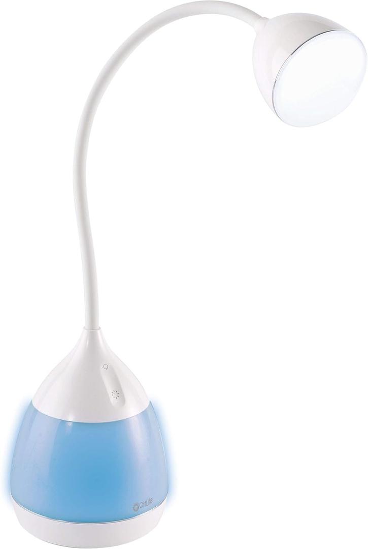 OttLite Mood LED Desk Lamp with Color Changing Base  Charging USB Port, Touch Activated Controls, Flexible Neck, ClearSun LED Light, for Work, Study, Reading