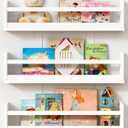 24 Inch White Wall Bookshelf for Kids Room, Floating Nursery Book Shelves Wall Mounted with Lip and Hanging Rod for Baby Girl Boy Bedroom, Large Corner Hanging Children Bookshelves -Set of 3