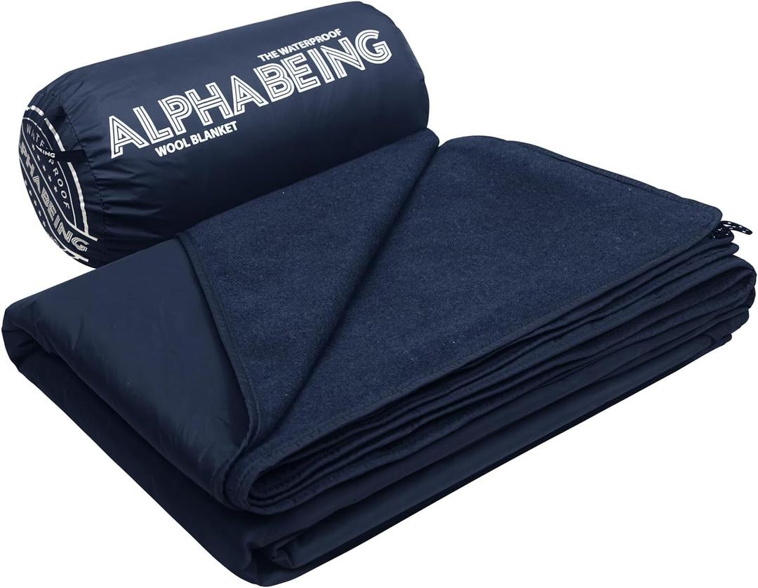 AlphaBeing Waterproof Outdoor Blanket with Merino Wool, Extra Thick Warm, Windproof, Packable Stadium Blankets for Cold Weather, Camping Gift, Pet, Car, Picnic, Concerts, 79" x 59", Navy AlphaBeing Waterproof Outdoor Blanket with Merino Wool, Extra Thick Warm, Windproof, Packable Stadium Blankets for Cold Weather, Camping Gift, Pet, Car, Picnic, Concerts, 79" x 59", Navy