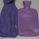 HomeTop Premium Classic Rubber Hot Water Bottle w/ Cute Knit Cover (1 Liter, Purple/ Purple)