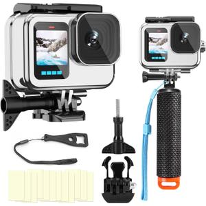 BO&DQQ Compatible for Go Pro Hero 13 12 11 10 9 Black Waterproof Housing Case 60M/196FT Protective Underwater Diving Case Shell with Cameras Handle Mount Accessories Kit
