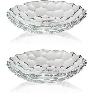 2 Pack Glass Fruit Bowl, Fruit Basket Holder, Crystal Fruit Bowl, Dessert Plate,Decorative Pedestal Bowl,for Table Dcor for Home,Office, Wedding Decor, Fruit, Snack, Dessert (Large,Clear)
