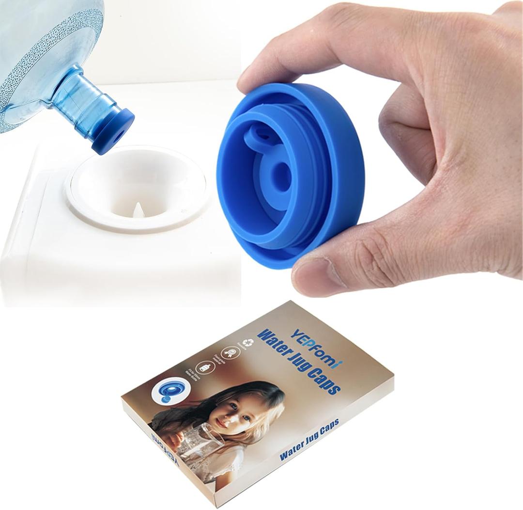 4 x (2 PACK) YEPfomi Reusable 5 Gallon Water Jug Caps, Food Grade Silicone Material 2/3/5 Gallon Water Bottle Caps Jug Lid for Water Dispenser Water Pump (2)