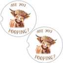 5 x Cow Car Coasters for Cup Holders - 2 Pack Cute Cow Print Car Accessories for Women, Funny Highland Cows Stuff Decor, Absorbent Ceramic Cup Holder Coaster for Car to Keep Clean, Country Western Gift