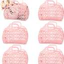Silkfly 6 Pcs Jelly Pink Tote Bags for Girl Summer Beach Purse Women Shower Storage Basket Large Cute Plastic Handbags Bulk with Handle for Bathroom Pool Bath Toy Storage Wedding Bridesmaid Gifts, L