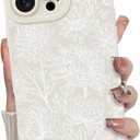 MZELQ for iPhone 16 Pro Case, Silicone Floral Flower Sunflower Cute Pattern, Camera Protection Soft Slim Phone Case for Phone Case -White