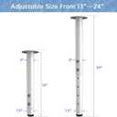Adjustable Table Legs,Metal Adjustable Height Desk Legs,Adjustable Furniture Legs for Table Computer Desk Dining Table Office Desk(White) (4 pcs 13"-24")