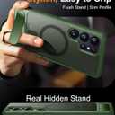 Temdan Magnetic for Samsung Galaxy S25 Ultra Case, [Innovate Stand][Military Grade Drop Protection][Non Slip][Translucent Matte] Shockproof Phone Case for Galaxy S25 Ultra 6.9" 2025 -DarkGreen