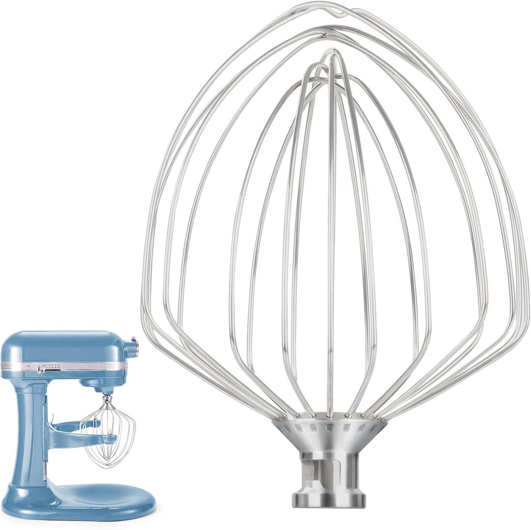Stainless Steel Whisk Attachment for KitchenAid Stand Mixer 7 Quart Bowl, Stainless Steel Whisk Replacement for KitchenAid Lift Bowl Mixer, Dishwasher Safe, Replacement Whisk for KitchenAid 7QT Mixer