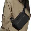 Leaper Small Crossbody Bags for WomenLightweight Fanny Packs with Adjustable Shoulder Strap - Water-resistant Nylon Sling Bag for Men - Fashion Cross Purse for Travel Everyday - Black