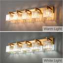 Modern 5-Light Gold Brushed Brass Finish Crystal Wall Light for Bathroom Vanity