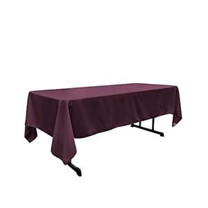 LA Linen Polyester Poplin Rectangular Tablecloth 60 by 144" , Eggplant