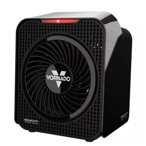 Velocity One 750-Watt, 2559 BTU Personal Electric Space Fan Heater, 2 Heat Settings, Advanced Safety Features, Black
