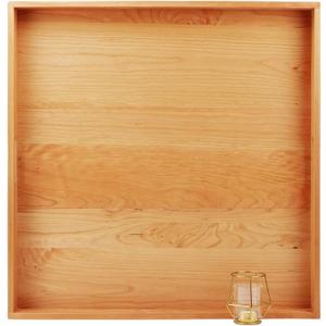 26 x 26 Inches Extra Large Square Cherry Wood Ottoman Tray with Handles, Serve Tea, Coffee, Classic Wooden Decorative Serving Tray