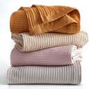 100% Cotton Taupe Blanket Twin Size for Bed - Breathable and Soft, Waffle Weave for Summer Spring, 90x66 Inches (Oatmeal) (All Season- Oatmeal)