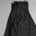 Women's Spaghetti Strap Midi Satin Silk Dresses Slip Cowl Neck Party Cocktail Evening Sexy Dress (Medium, Black)