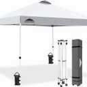 EAGLE PEAK Pop Up Canopy Tent with Wheeled Carry Bag, 8 Stakes, 4 Ropes, 4 Weight Bags, Easy Set Up Tent Canopy, 10x10 ft, 100sqft of Shade, White