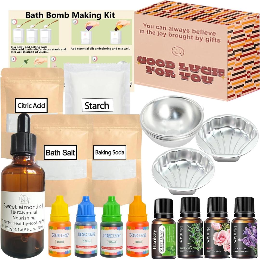 Bath Bomb Making Kit- Spa Kit for Girls, Bath Bomb Molds, DIY Soap Making Kits, Beginner Bath Bombs Kit for Making Supplies Gifts for Women