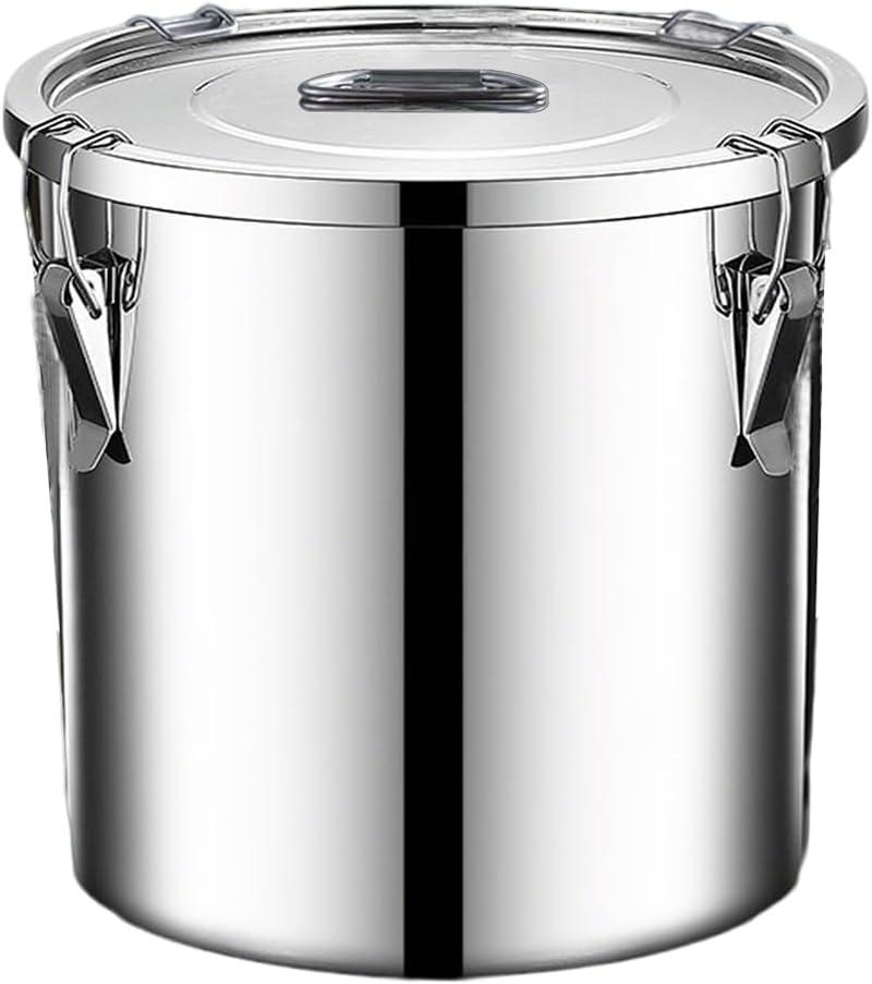 stainless steel food storage containers with lids lock clips airtight container large airtight for rice flour sugar grain coffee bean storage containers Kitchen jar (1.59gal/6L)