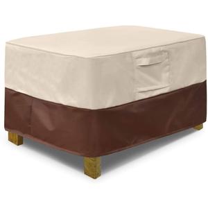 Vailge Rectangle Patio Ottoman Cover, Waterproof Outdoor Ottoman Cover with Padded Handles, Patio End Table Cover, Heavy Duty Patio Furniture Covers (Medium,Beige & Brown)