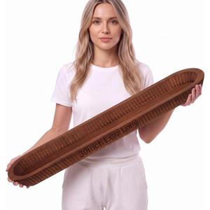 30 Inch Large Decorative Wooden Dough Bowl Decor, Oval