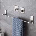 Taozun 16-Inch Towel Bar - Self Adhesive Bathroom Towel Holder with 2 Packs Towel Hooks, Stainless Steel Bathroom Hardware Accessory Kit, No Drilling (Silver)