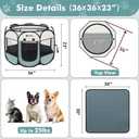 Dog Cat Playpen Indoor Outdoor for Puppy Pet Dogs Cat Recovery After Surgery, Dog Tent Crates Cage Indoor/Outdoor, Portable Pop Up Kennel with Carrying Case for Travel (Grey with Pad, Medium)